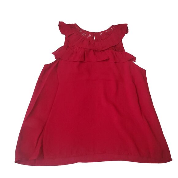 Bb Dakota womens blouse Size medium Red color sleeveless ruffle new $ 78 - Picture 9 of 15